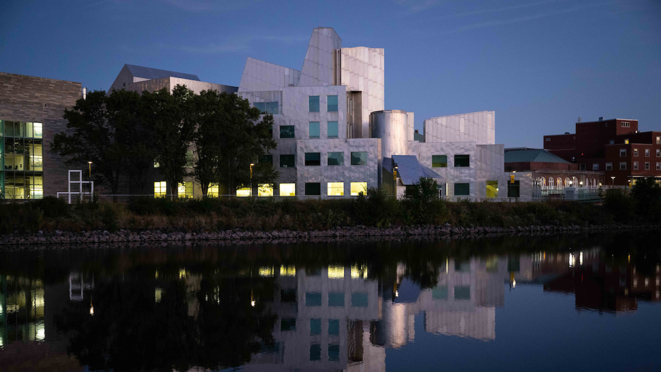 Iowa Advanced Technology Laboratories building at dusk